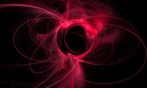 Space fantasy illustration of red planetary system on dark space background Stock Illustration