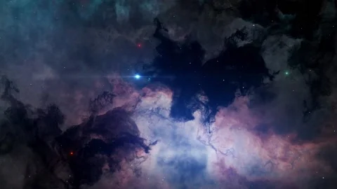 Space filled with bright stars, clouds &amp; nebula, Видео 220231493