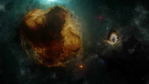 Space filled with bright stars, clouds &amp; nebula, Stock Footage 220232247