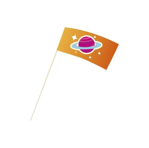 Space flag with planet galaxy solar system cartoon icon white background Stock Illustration