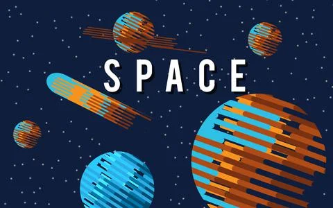 Space flat background with planets and stars. Vector illustration Stock Illustration