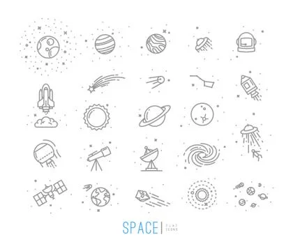 Space flat icons Stock Illustration