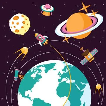 Space flat illustration Illustrazione stock