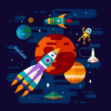 Space in a flat style Stock Illustration