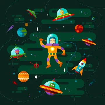 Space in a flat style Stock Illustration