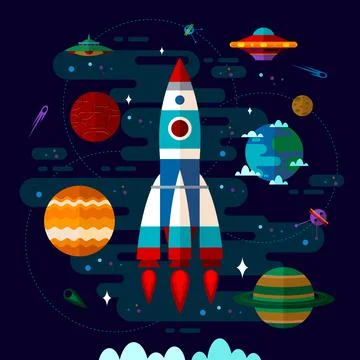 Space in a flat style Stock Illustration