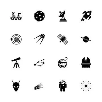Space - Flat Vector Icons Stock Illustration