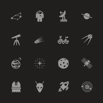 Space - Flat Vector Icons Stock Illustration
