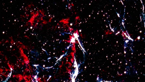 Space flight fly to red nebula galaxy Video stock 170804389