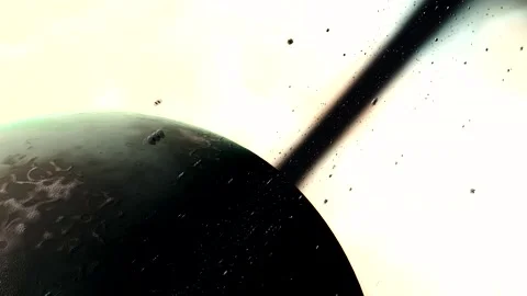 Space Flight Inside The Planetary Rings Of An Alien Planet Stock Footage