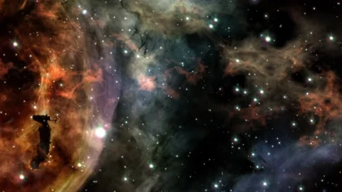 Space flight moving through universe galaxies stars and nebulae Vidéo 144831653