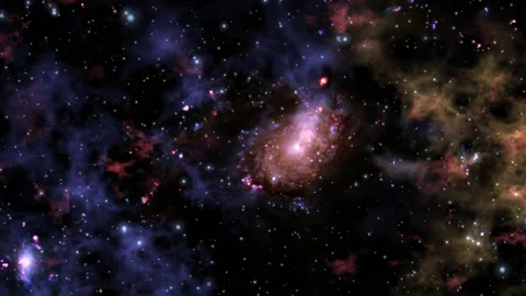 Space flight moving through universe galaxies stars and nebulae 動画素材 144831659