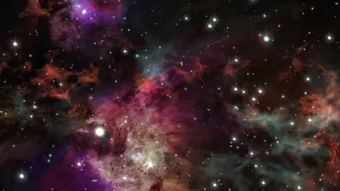 Space flight moving through universe galaxies stars and nebulae 動画素材 144831669