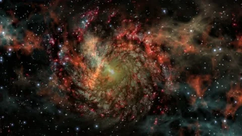 Space flight moving through universe galaxies stars and nebulae 動画素材 144831686
