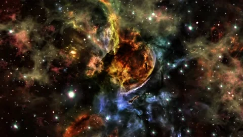 Space flight moving through universe galaxies stars and nebulae 動画素材 144831697