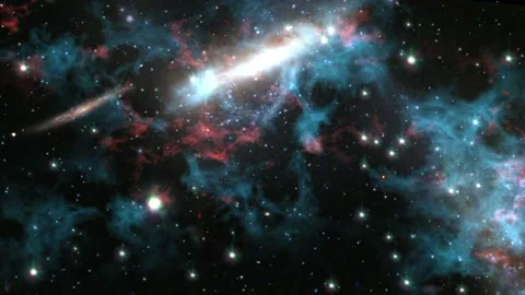 Space flight moving through universe galaxies stars and nebulae 動画素材 144831730