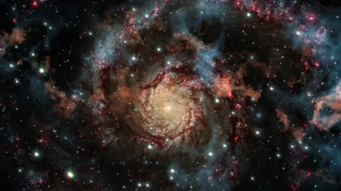 Space flight moving through universe galaxies stars and nebulae 動画素材 144831758