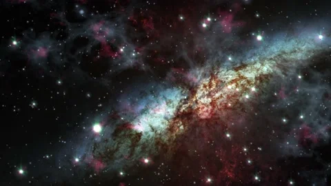 Space flight moving through universe galaxies stars and nebulae 動画素材 144831776
