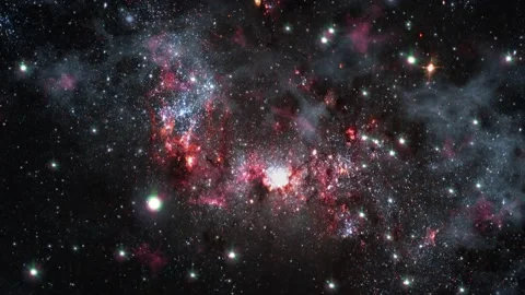 Space flight moving through universe galaxies stars and nebulae 動画素材 144831787