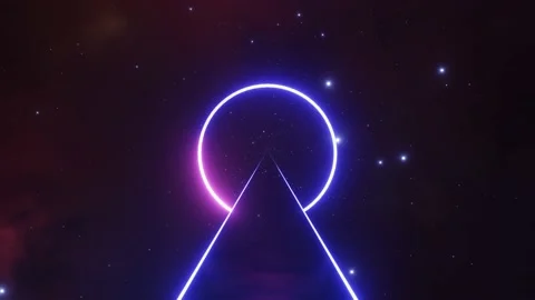Space flight, the shape of the ring of neon light, mysterious cosmic landscap Stock Footage 163068718
