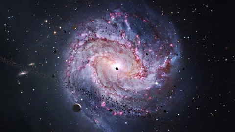 Space flight spiral galaxy M83 or the Southern Pinwheel galax Stock Footage 278084451