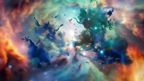 Space flight through nebula glowing unknown star through deep space Stock Footage 280387900