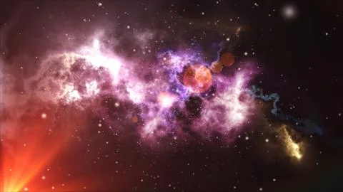 Space flight through the nebula. Stock Photos