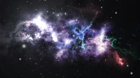 Space flight through the nebula. Stock Photos