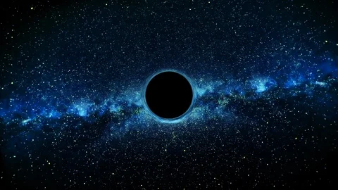 A space flight towards a black hole. CGI based on real public-domain images. Stock Footage 100692644