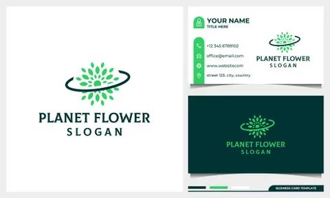 Space flower concept logo design with business card template Illustrazione stock