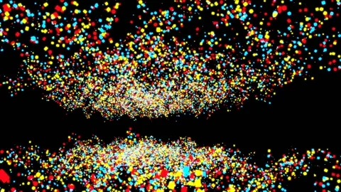 Space with flying colorful rectangles particles. Computer generated 3d Video stock 256793204