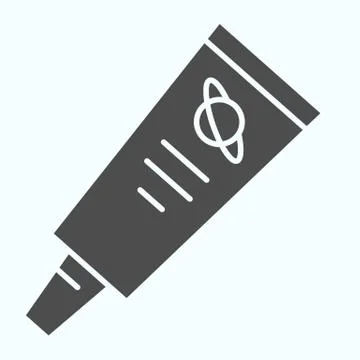 Space Food solid icon. Cosmonaut tube with Jupiter symbol. World space week Ilustración de archivo