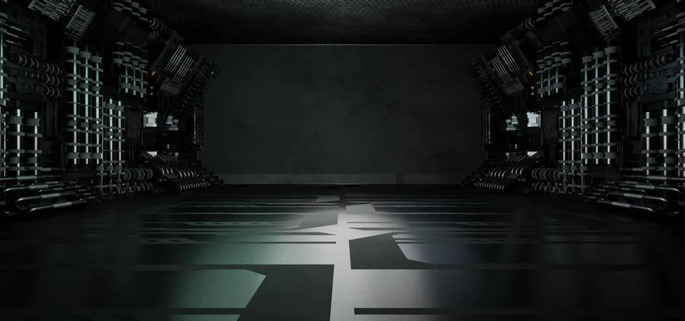 Space Futuristic Alien Interior Empty Studio Black Futuristic Background Digi Stock Illustration