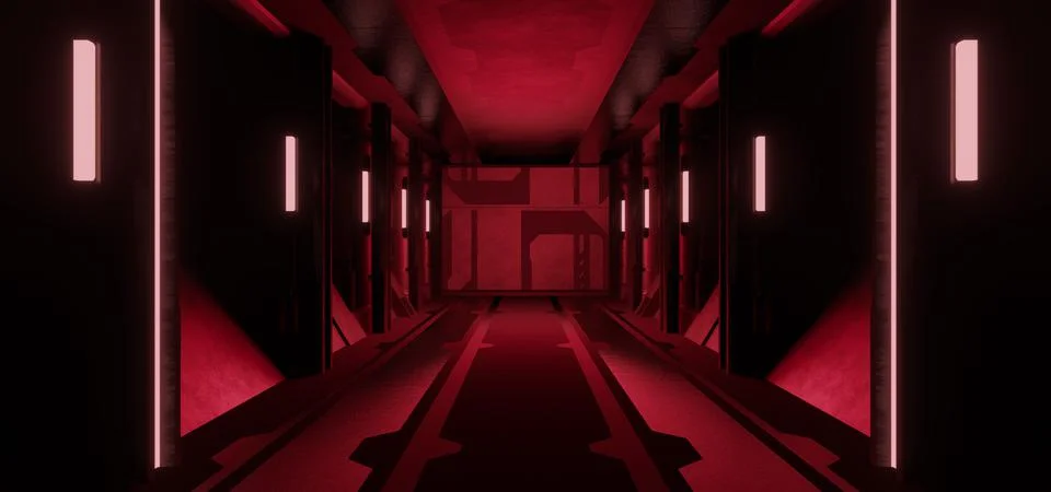 Space Futuristic Alien Interior Empty Studio Solid Metallic Red Brown Colors  Stock Illustration