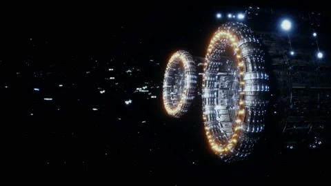 Space futuristic base with ships traffic. Futuristic concept. Realistic 4k Vídeos de archivo 201624640
