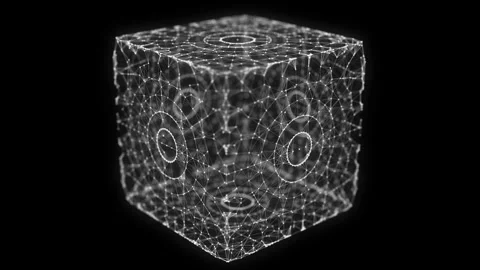 Space futuristic cube. Network connection structure cyberspace. Video stock 297960596