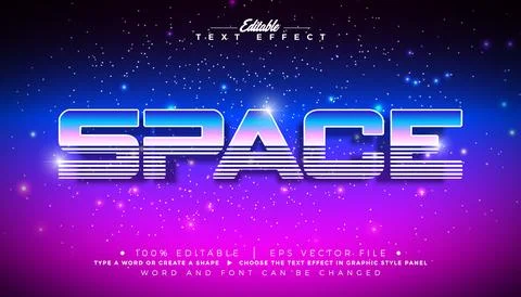 Space Futuristic Editable Text Effect with Retro Chrome Lettering on Interste Illustrazione stock