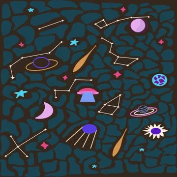 Space Galaxy background cute template. Stock Illustration