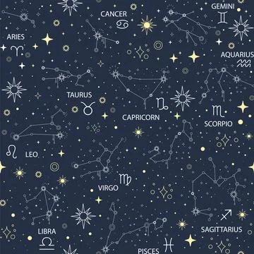 Space Galaxy constellation vector seamless pattern イラスト素材