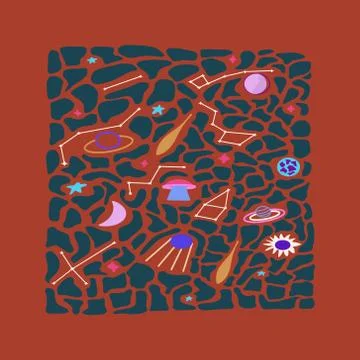 Space Galaxy pattern, print, template illustration. Stock Illustration