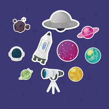 Space galaxy stickers Illustrazione stock