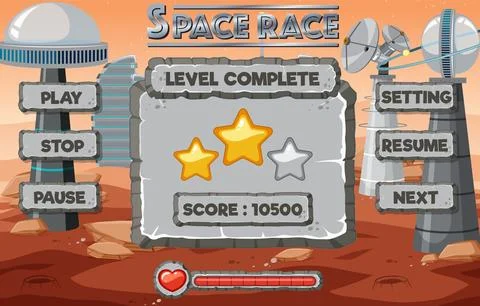 Space game background template and elements Stock Illustration