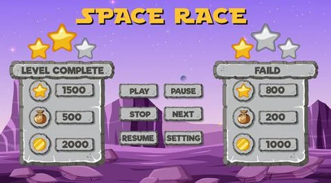 Space game background template and elements Stock Illustration