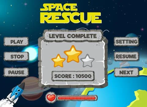 Space game background template and elements イラスト素材