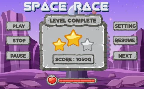 Space game background template and elements Stock Illustration