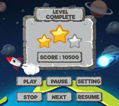 Space game background template and elements Stock Illustration