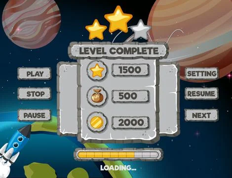 Space game background template and elements Stock Illustration