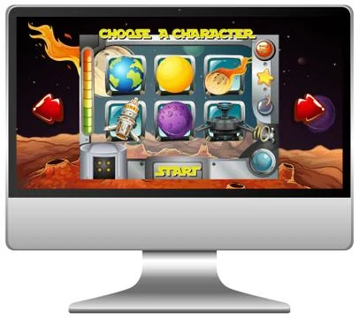 Space game on computer screen Stock Illustration