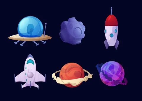 Space game objects set. 스톡 일러스트