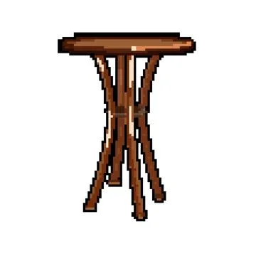 Space garden outdoor table pixel art vector illustration Stock Illustration